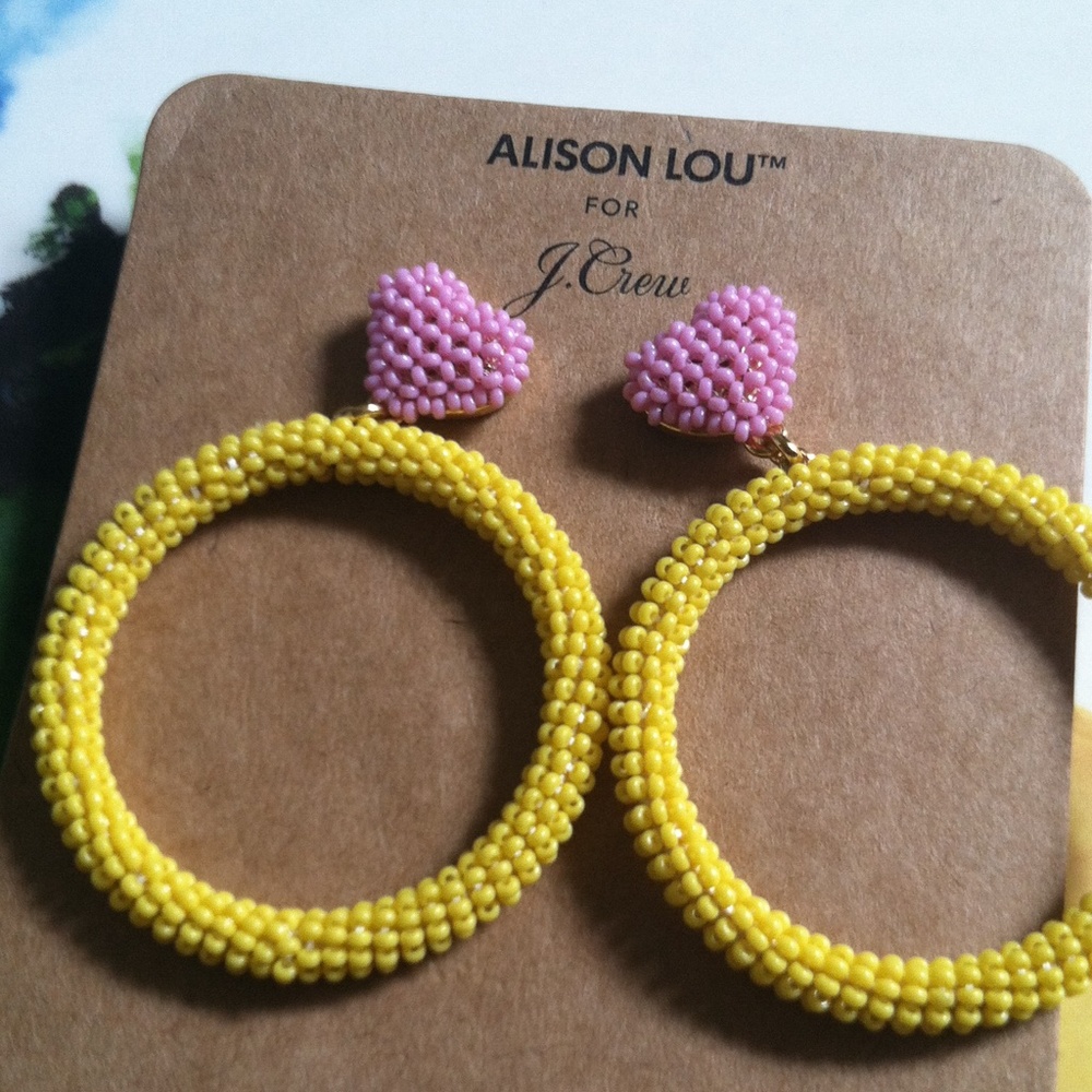 J crew Allison Lou X j crew beaded heart drop - Picture 2 of 5